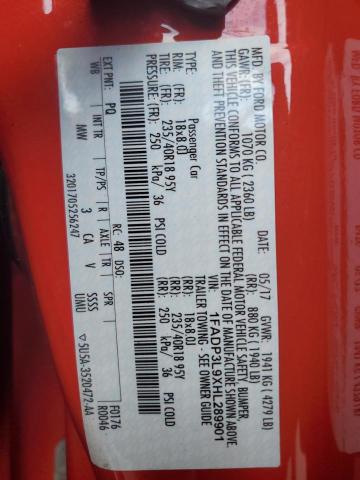 2017 Ford Focus St VIN: 1FADP3L9XHL289901 Lot: 61245754