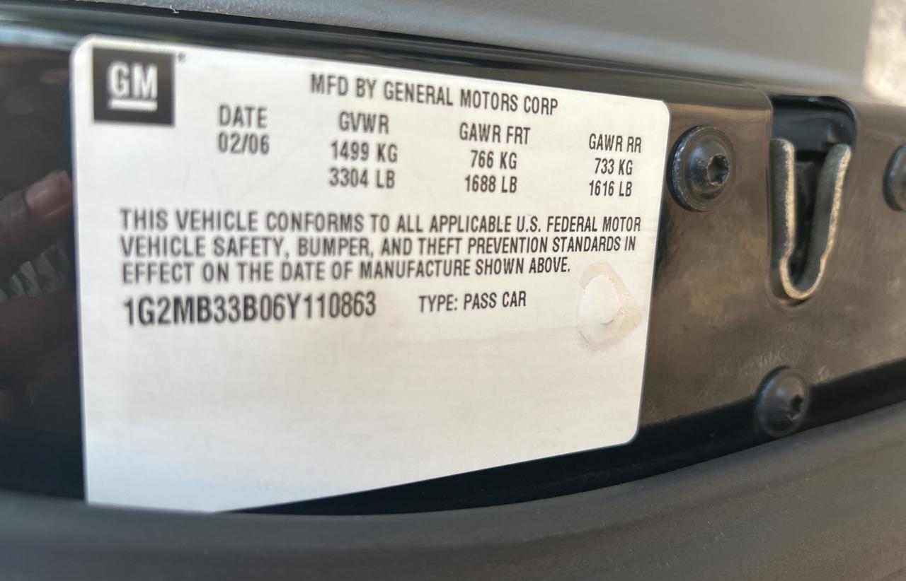 1G2MB33B06Y110863 2006 Pontiac Solstice