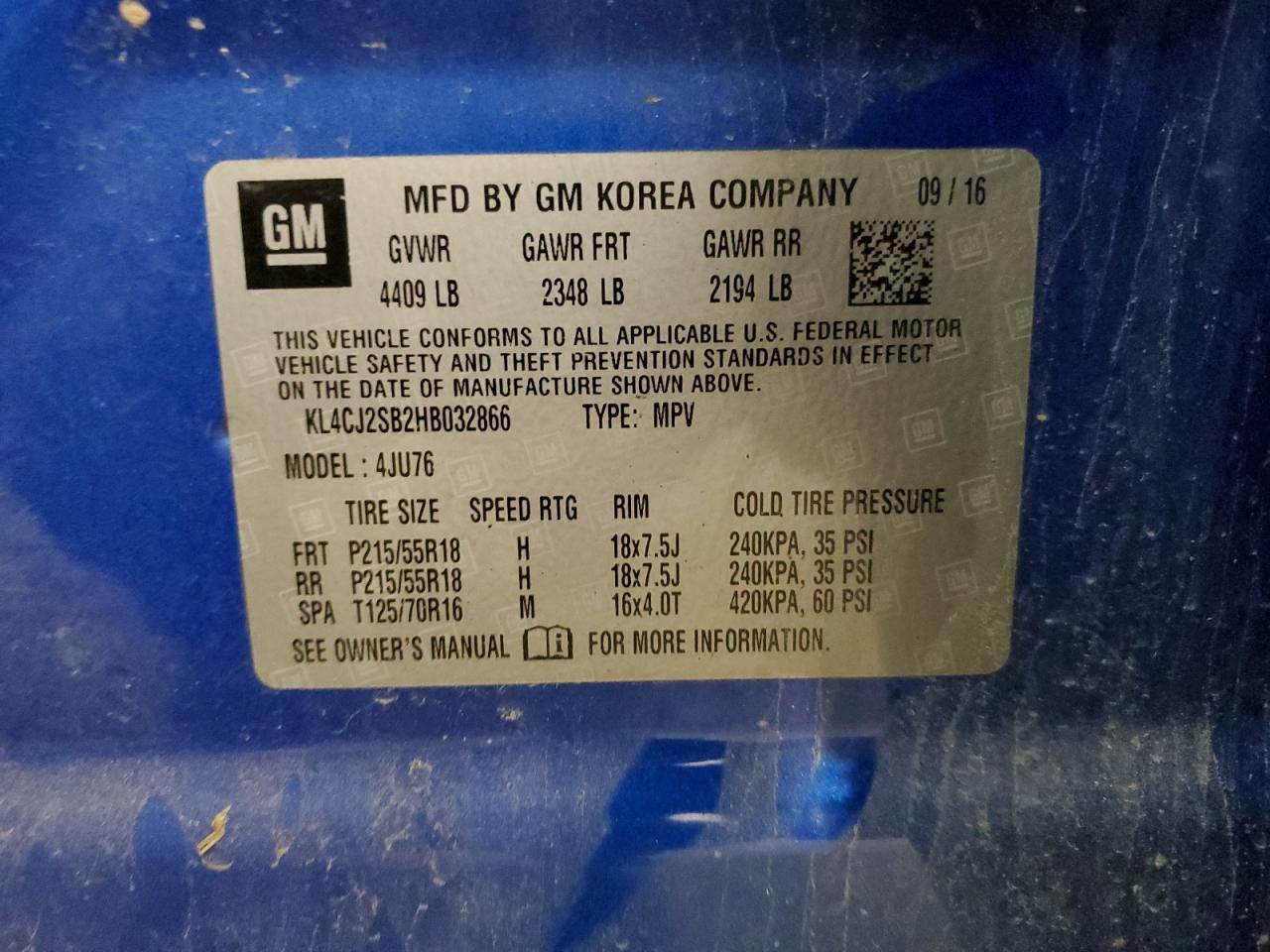 KL4CJ2SB2HB032866 2017 Buick Encore Sport Touring