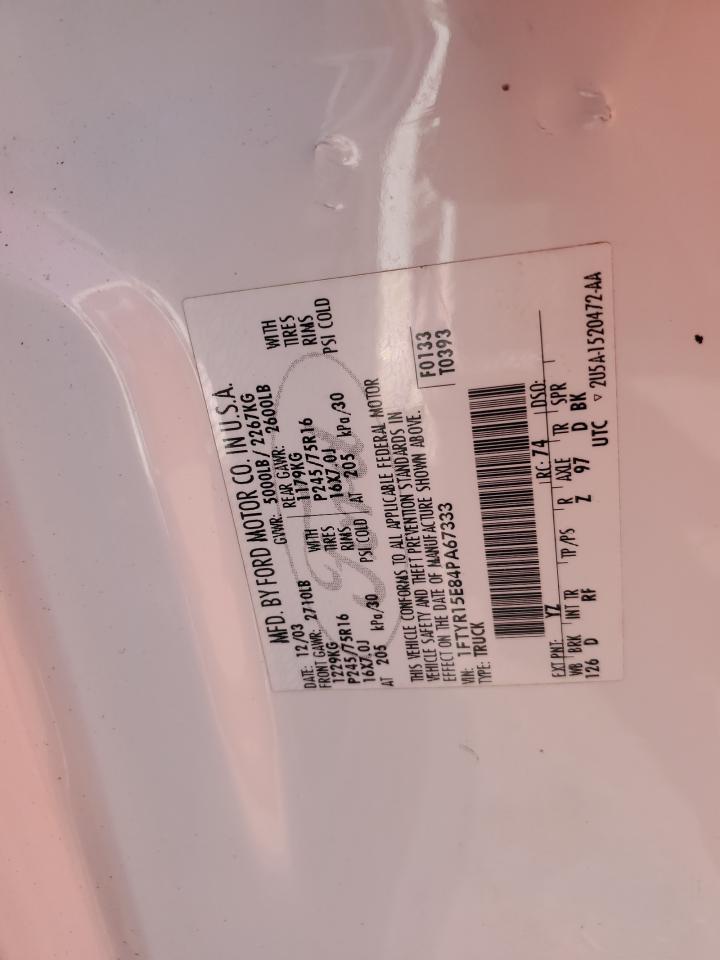 1FTYR15E84PA67333 2004 Ford Ranger Super Cab