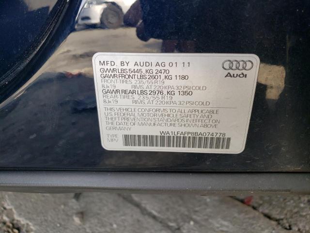 2011 Audi Q5 Premium Plus VIN: WA1LFAFP8BA074778 Lot: 59999674