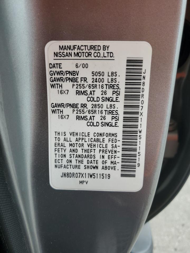 JN8DR07X11W511519 2001 Nissan Pathfinder Le