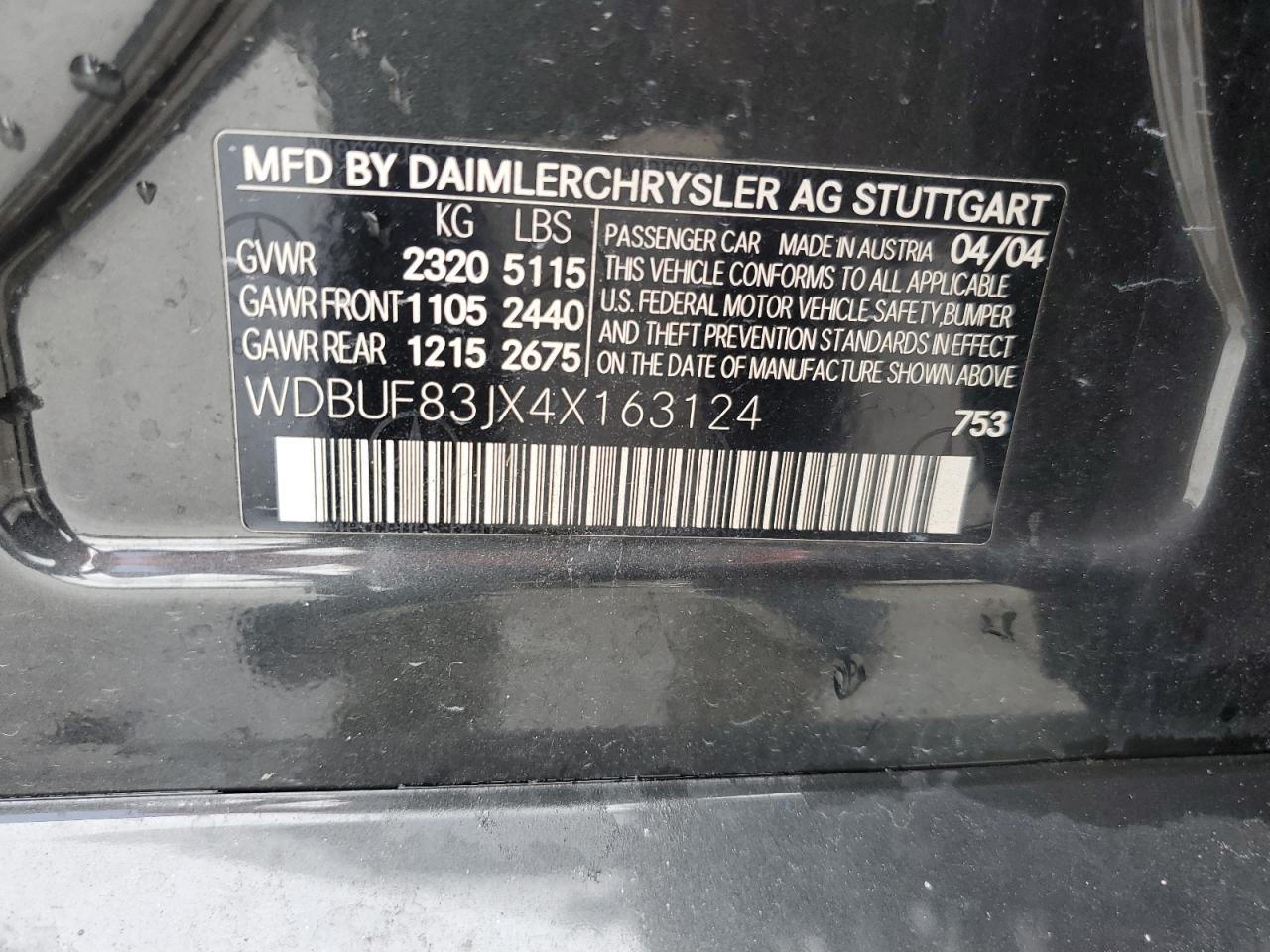 WDBUF83JX4X163124 2004 Mercedes-Benz E 500 4Matic