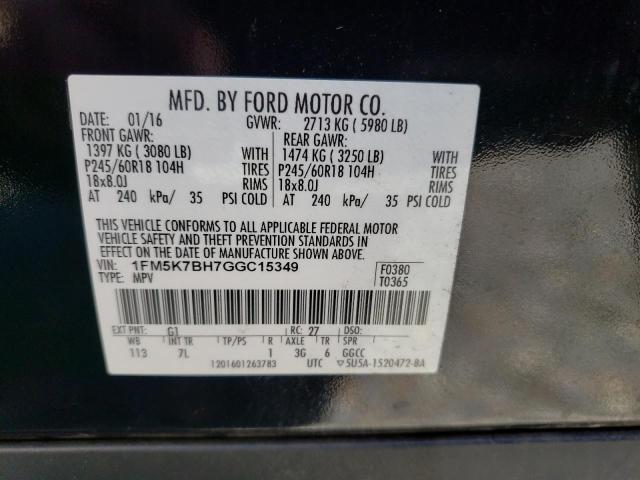 2016 Ford Explorer VIN: 1FM5K7BH7GGC15349 Lot: 57241954