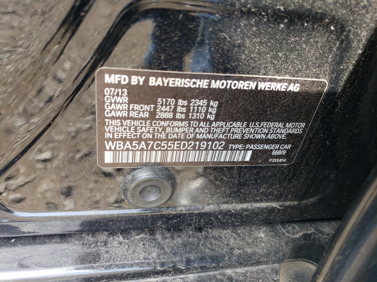 WBA5A7C55ED219102 2014 BMW 528 Xi