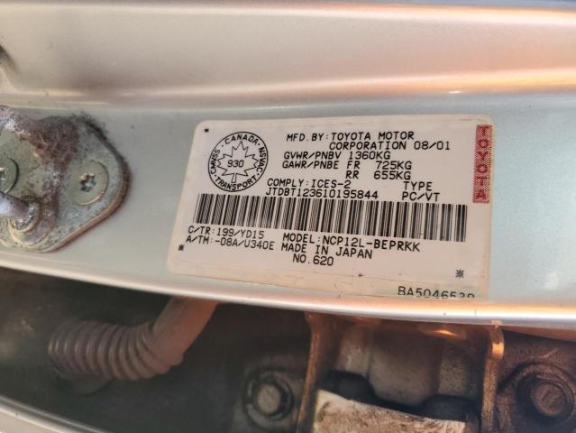 2001 Toyota Echo VIN: JTDBT123610195844 Lot: 59839414