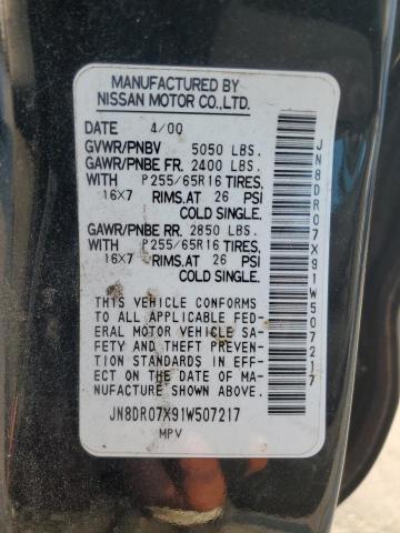 2001 Nissan Pathfinder Le VIN: JN8DR07X91W507217 Lot: 57936334