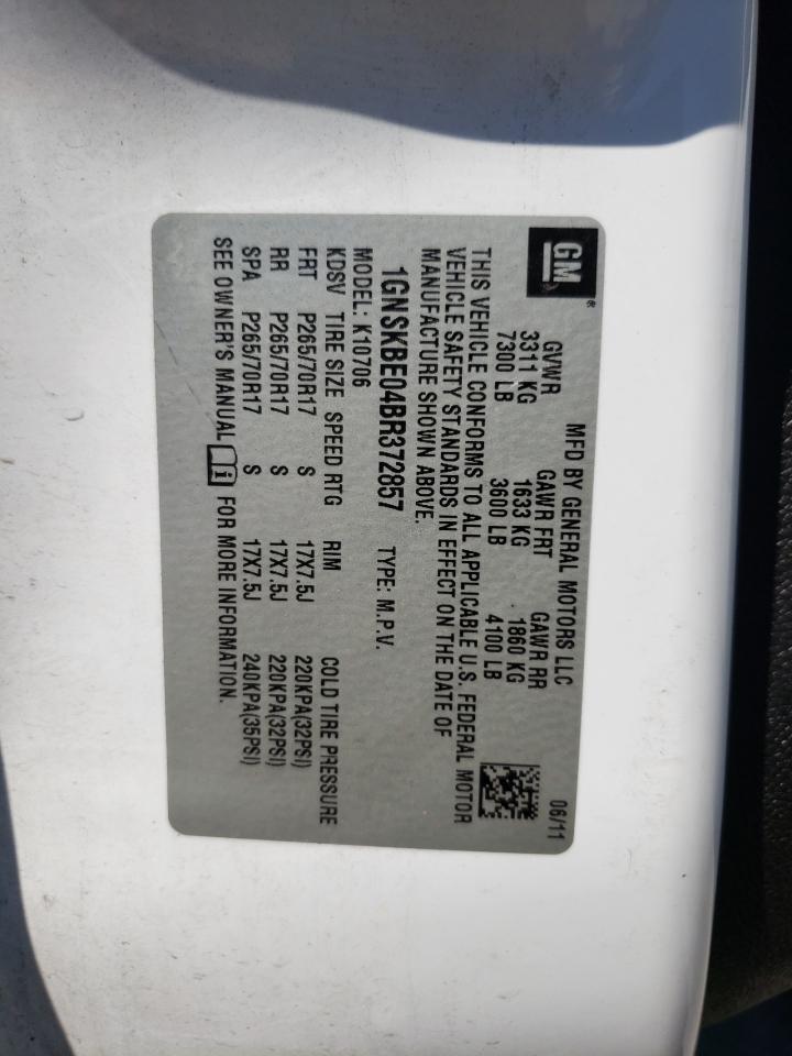 1GNSKBE04BR372857 2011 Chevrolet Tahoe K1500 Lt