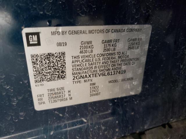 2020 Chevrolet Equinox Lt VIN: 2GNAXTEV6L6137419 Lot: 59701044