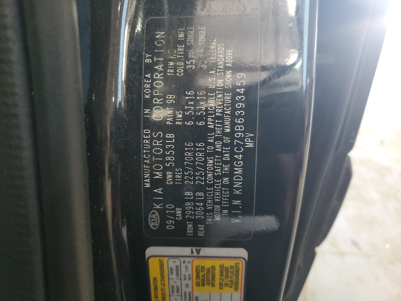 KNDMG4C79B6393459 2011 Kia Sedona Lx