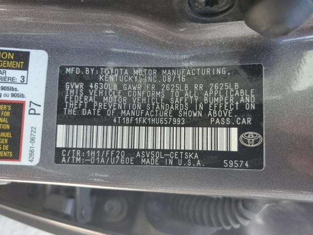 VIN 4T1BF1FK1HU657993 2017 Toyota Camry, LE no.12