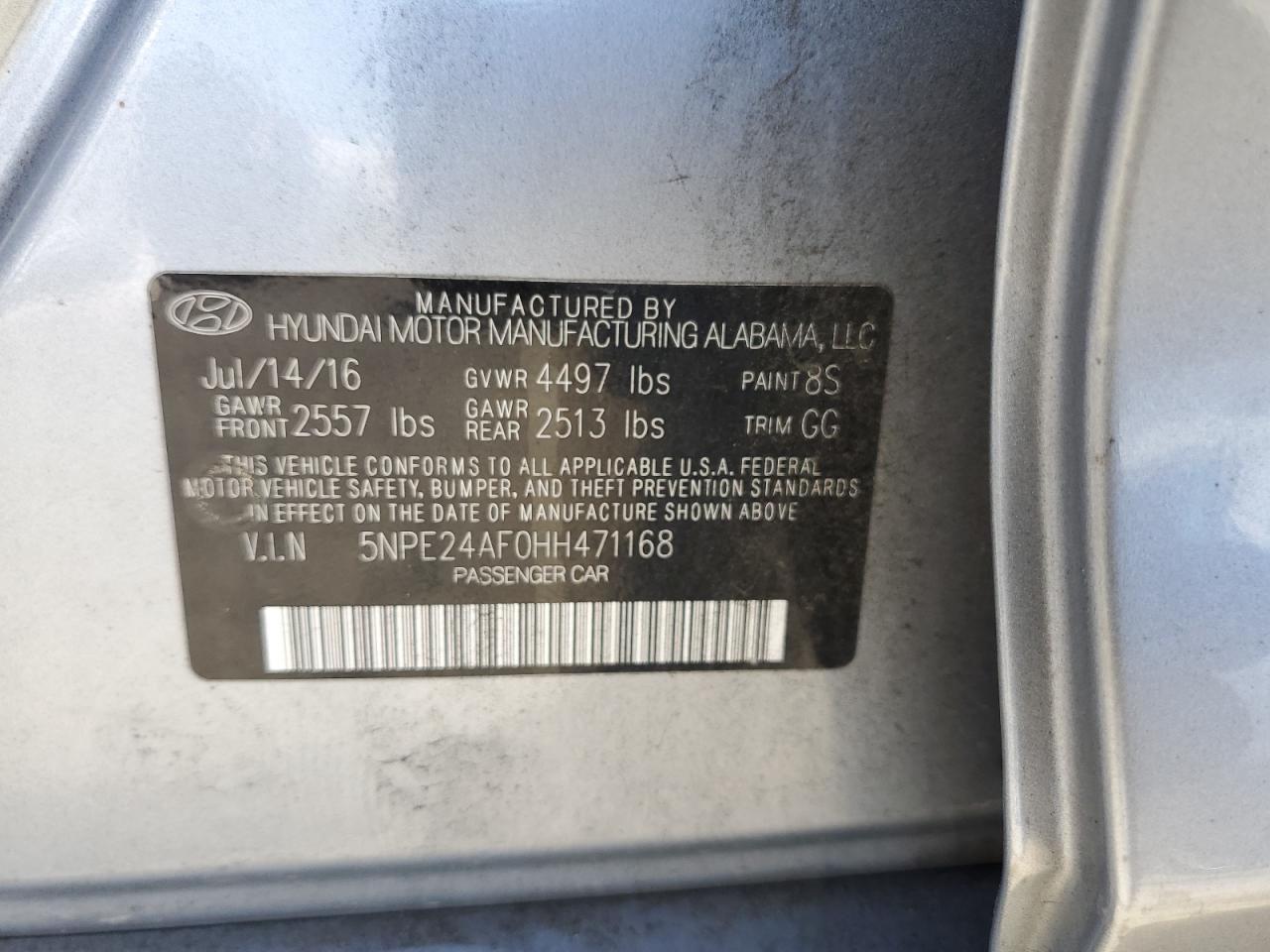 5NPE24AF0HH471168 2017 Hyundai Sonata Se