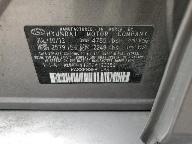 2012 Hyundai Azera Gls VIN: KMHFH4JG5CA190359 Lot: 59257244