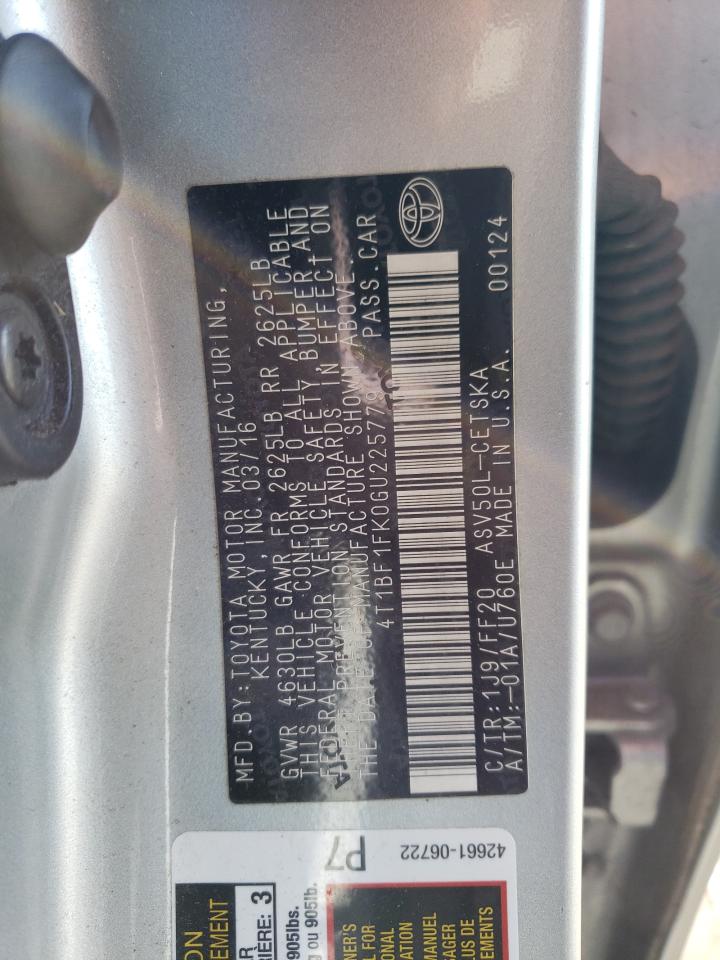 4T1BF1FK0GU225779 2016 Toyota Camry Le