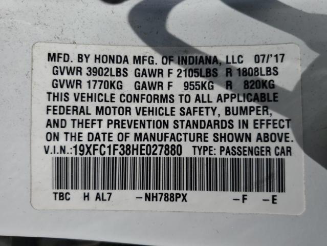 2017 Honda Civic Ex VIN: 19XFC1F38HE027880 Lot: 57891844