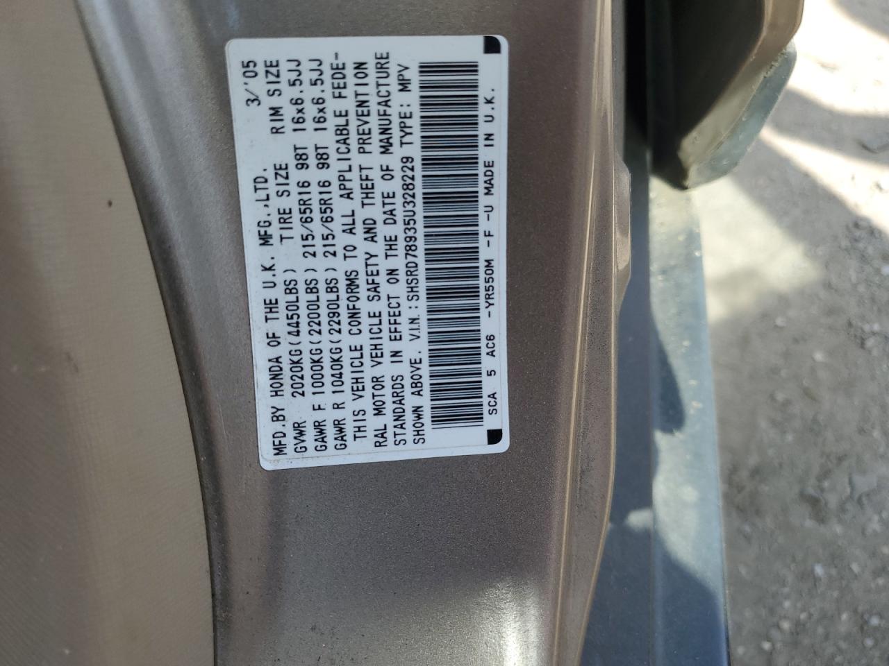 SHSRD78935U328229 2005 Honda Cr-V Se