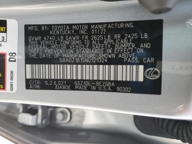 2022 Lexus Es 350 Base VIN: 58ADZ1B15NU121324 Lot: 61160624