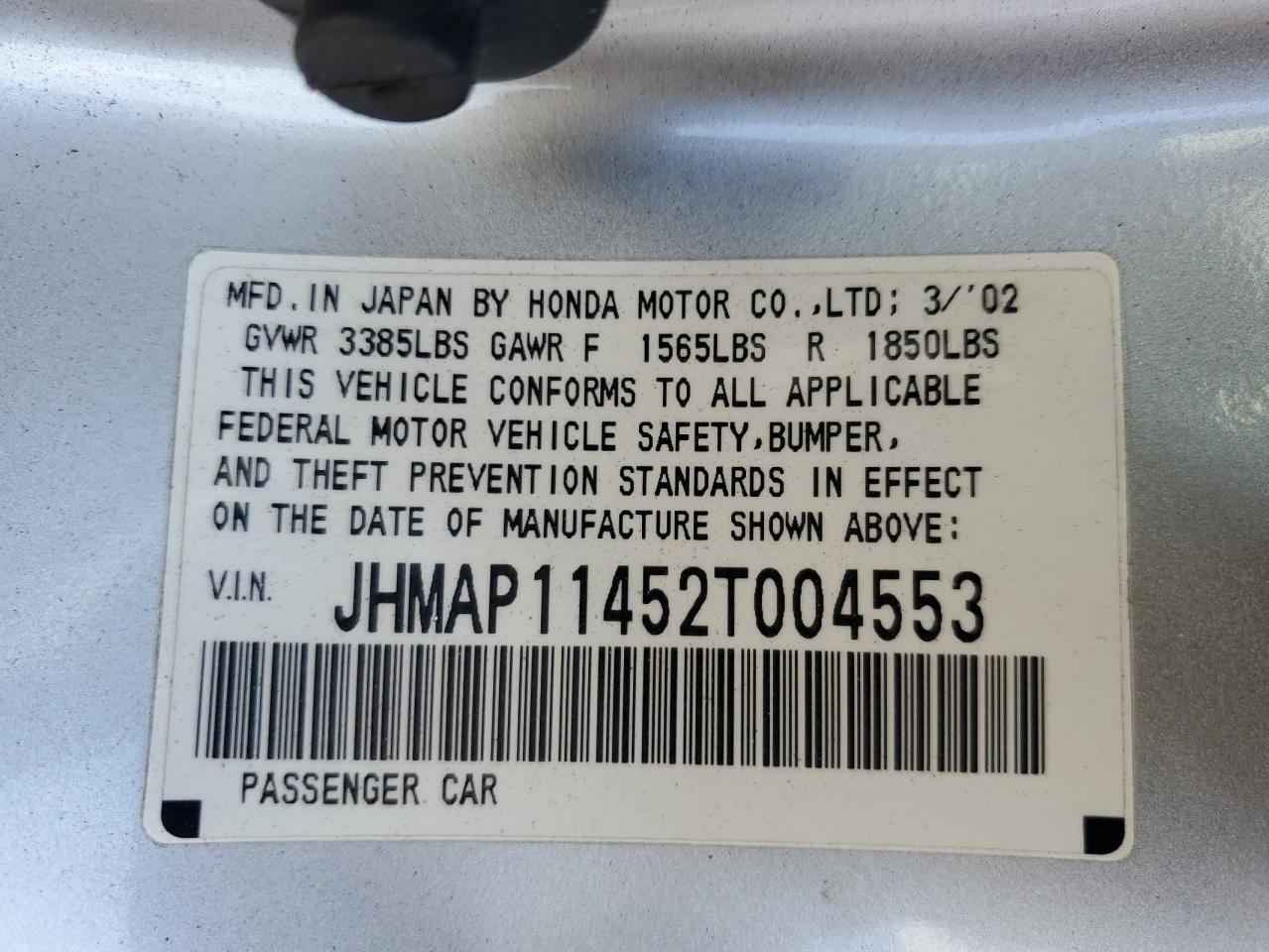 JHMAP11452T004553 2002 Honda S2000