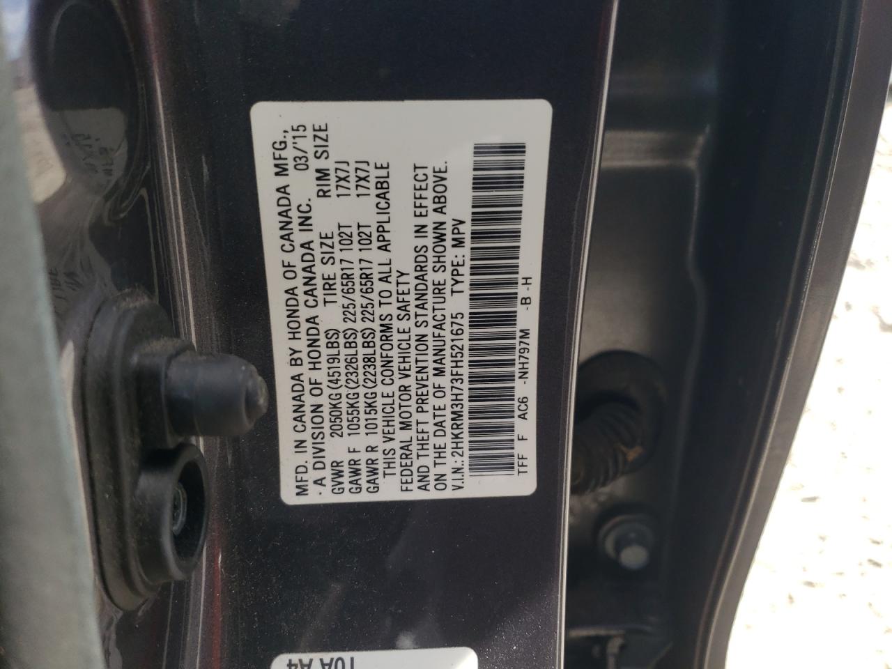2HKRM3H73FH521675 2015 Honda Cr-V Exl