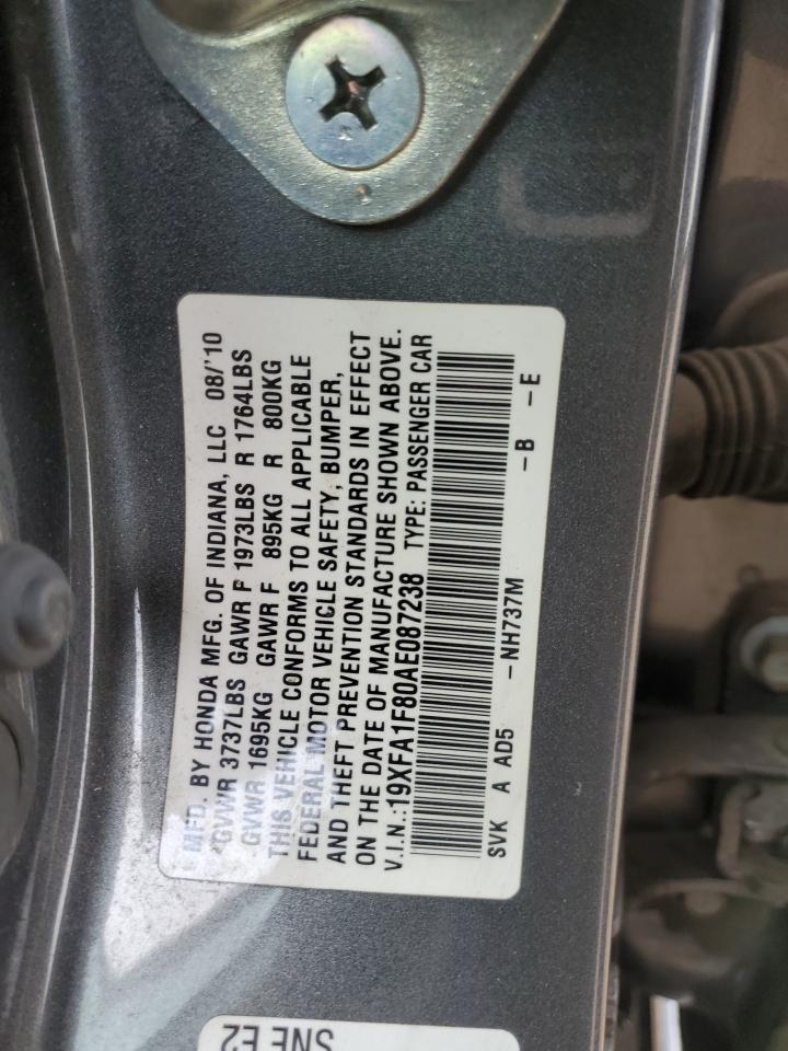 19XFA1F80AE087238 2010 Honda Civic Ex