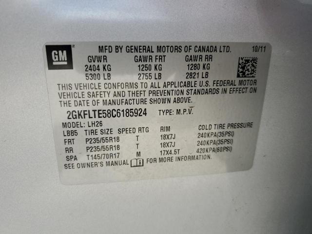 2012 GMC Terrain Sle VIN: 2GKFLTE58C6185924 Lot: 57835244