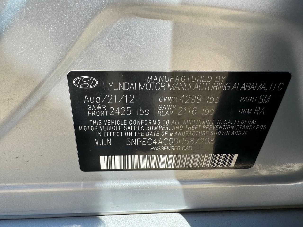 5NPEC4AC0DH587208 2013 Hyundai Sonata Se