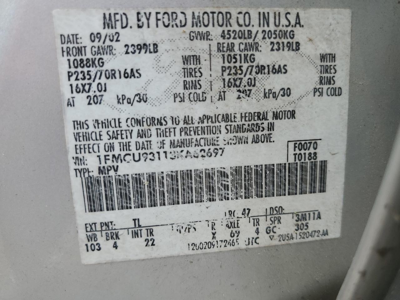 1FMCU93113KA62697 2003 Ford Escape Xlt