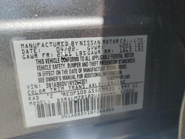 2022 Nissan Sentra Sr VIN: 3N1AB8DV1NY264301 Lot: 58814414