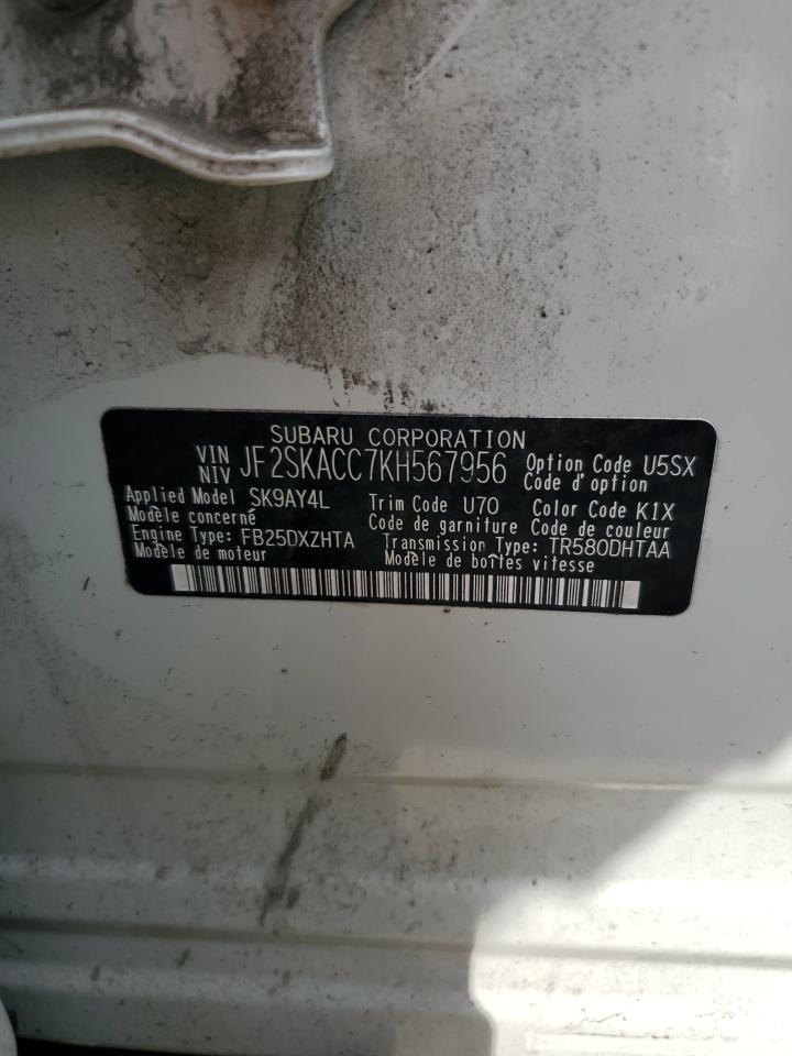 JF2SKACC7KH567956 2019 Subaru Forester