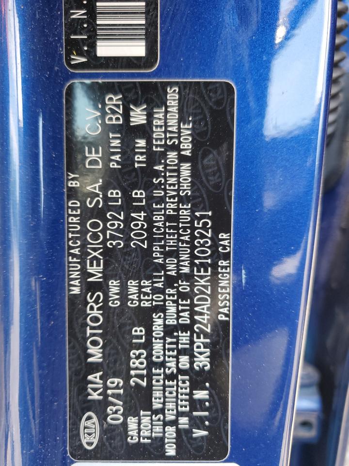 3KPF24AD2KE103251 2019 Kia Forte Fe