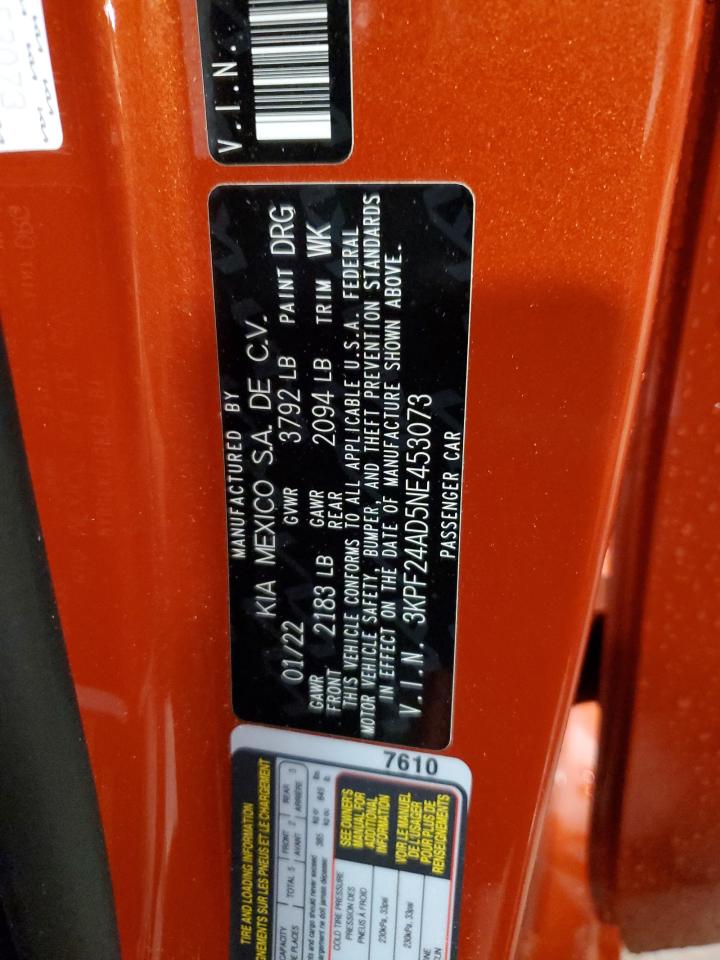 3KPF24AD5NE453073 2022 Kia Forte Fe