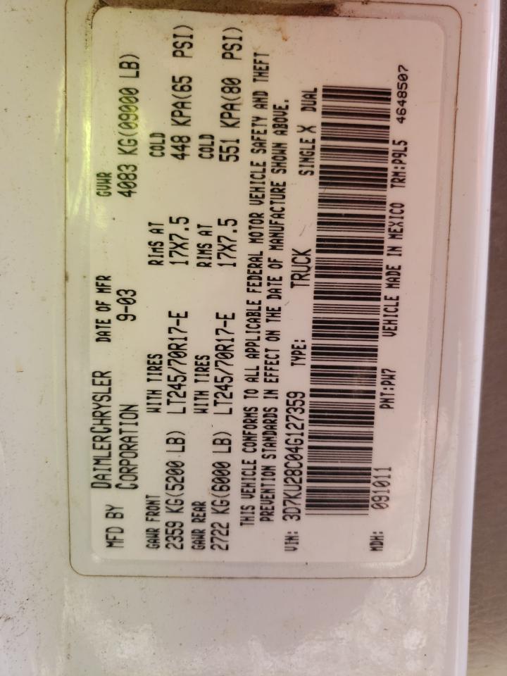 3D7KU28C04G127359 2004 Dodge Ram 2500 St