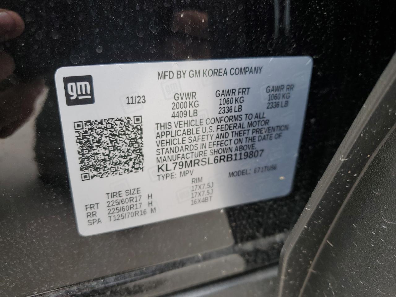 KL79MRSL6RB119807 2024 Chevrolet Trailblazer Lt