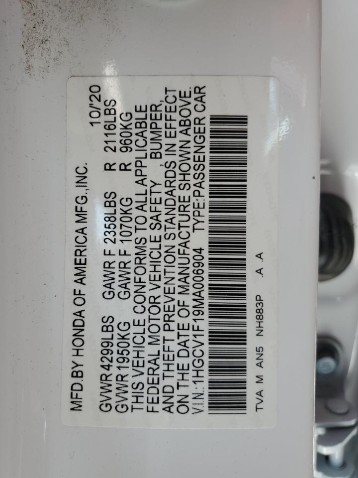 1HGCV1F19MA006904 2021 Honda Accord Lx