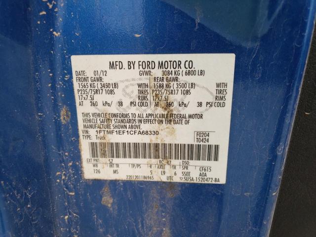 2012 Ford F150 VIN: 1FTMF1EF1CFA68330 Lot: 54906874