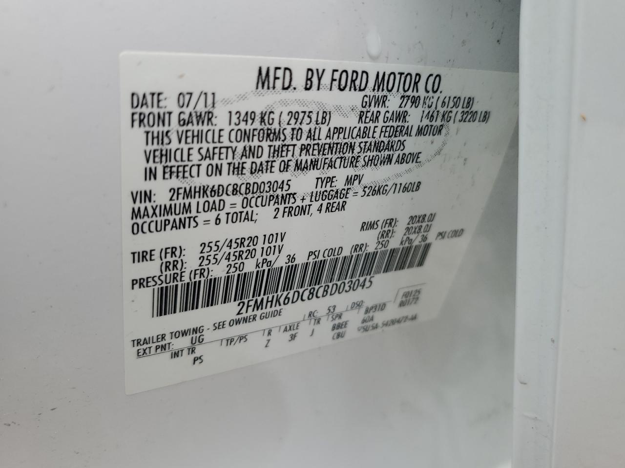 2FMHK6DC8CBD03045 2012 Ford Flex Limited