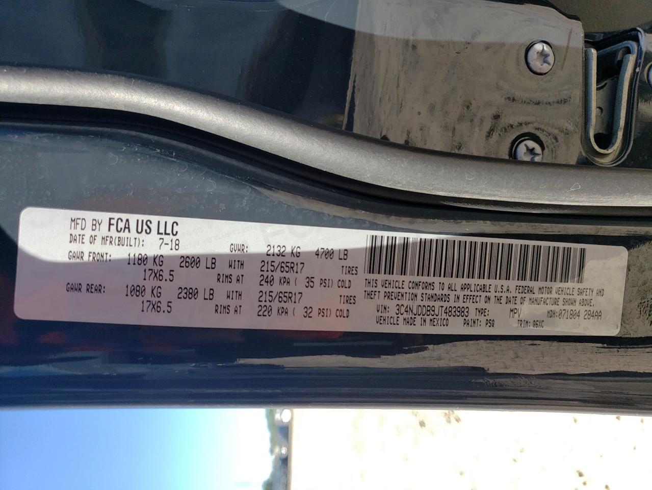 3C4NJDDB9JT483983 2018 Jeep Compass Trailhawk