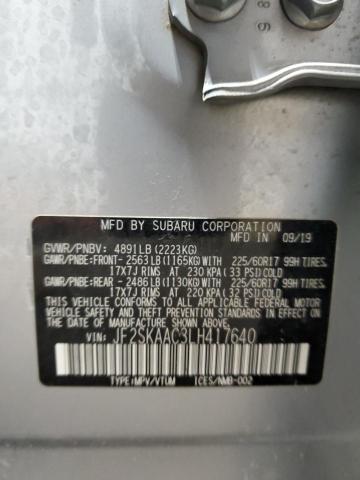 2020 SUBARU FORESTER JF2SKAAC3LH417640