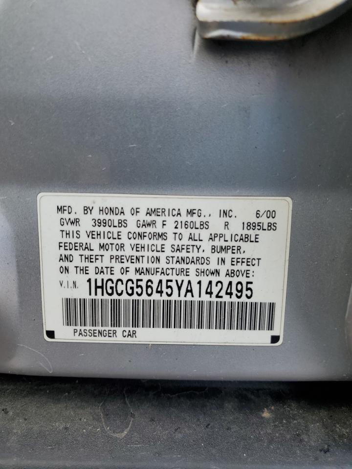 1HGCG5645YA142495 2000 Honda Accord Lx