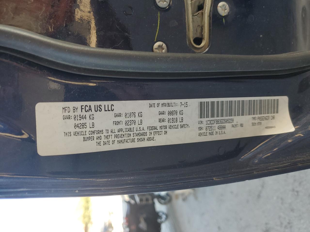 1C3CDFBB3GD505220 2016 Dodge Dart Sxt