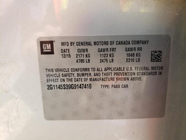 2016 Chevrolet Impala Ltz VIN: 2G1145S39G9147410 Lot: 57761694