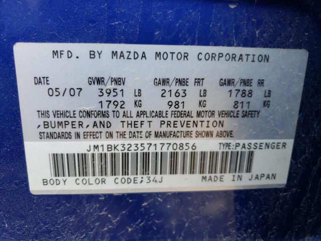 2007 Mazda 3 S VIN: JM1BK323571770856 Lot: 59881204