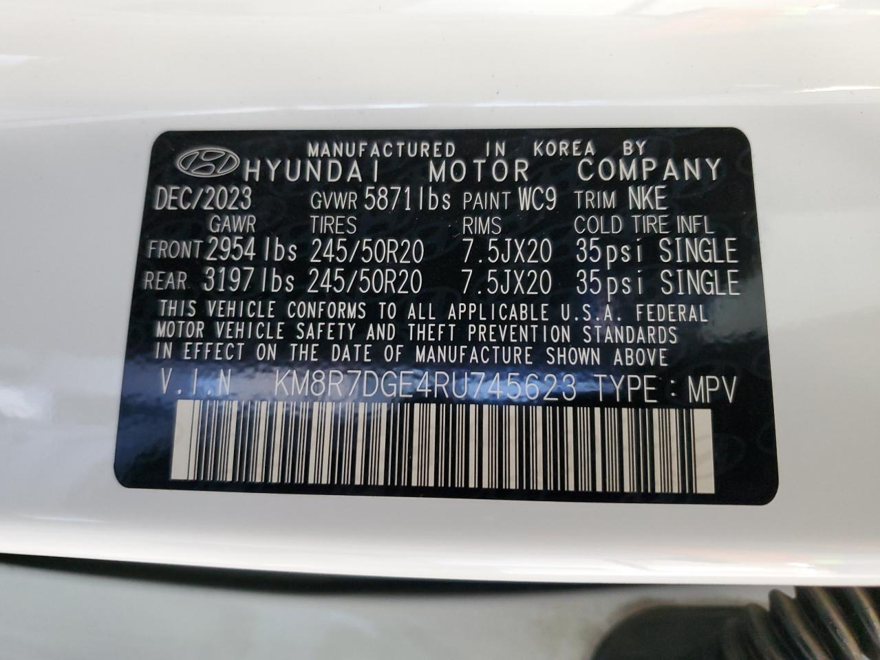 KM8R7DGE4RU745623 2024 Hyundai Palisade Calligraphy