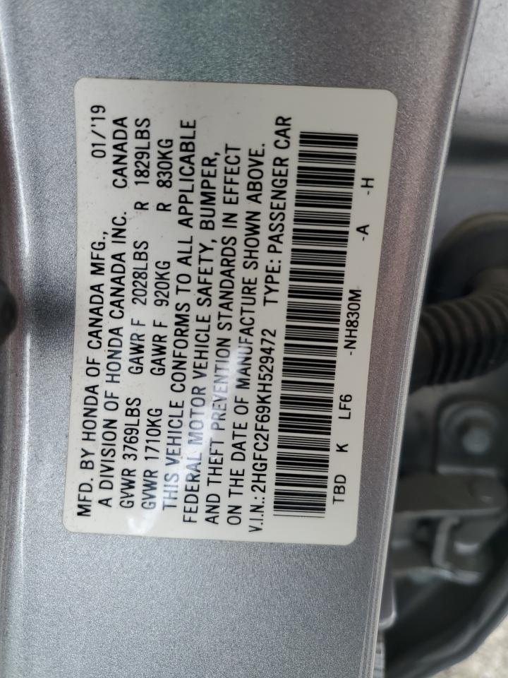 2HGFC2F69KH529472 2019 Honda Civic Lx