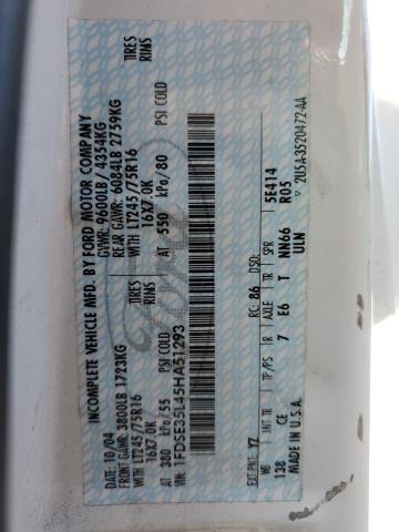 2005 Ford Econoline E350 Super Duty Cutaway Van VIN: 1FDSE35L45HA51293 Lot: 58315324