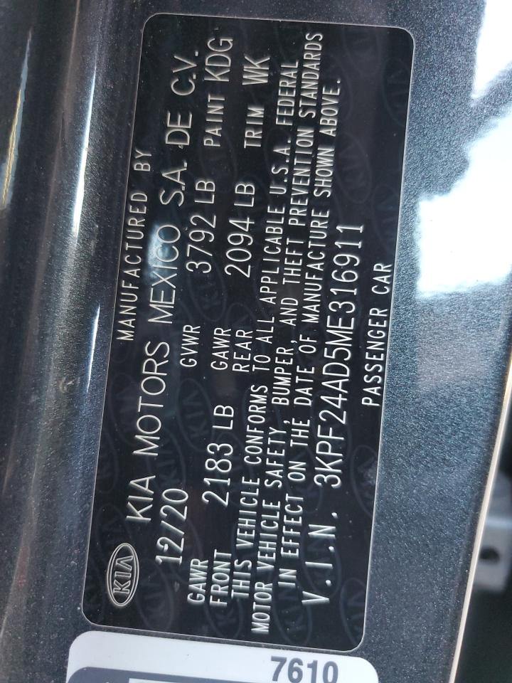 3KPF24AD5ME316911 2021 Kia Forte Fe