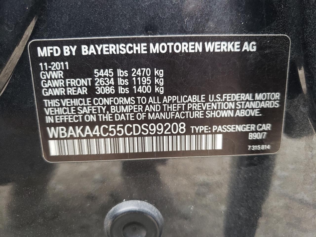 WBAKA4C55CDS99208 2012 BMW 740 I