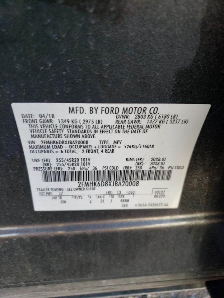 2FMHK6D8XJBA20008 2018 Ford Flex Limited