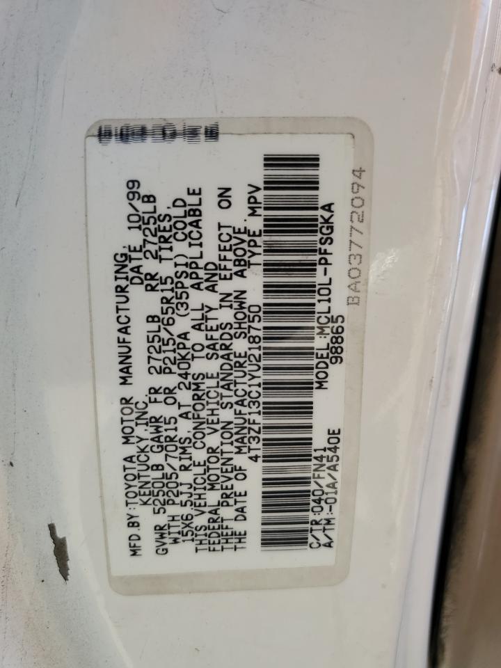 4T3ZF13C1YU218750 2000 Toyota Sienna Le