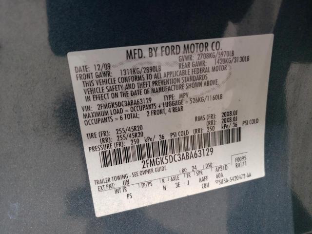 2010 Ford Flex Limited VIN: 2FMGK5DC3ABA63129 Lot: 60808124